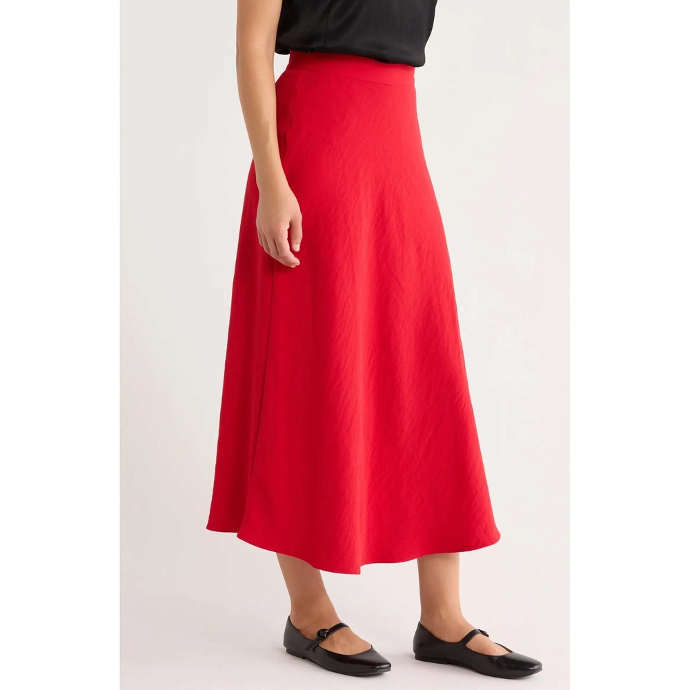 Marine Layer Natalia Midi Circle Skirt Cherry Red Romantic Minimalist Size 0